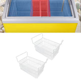 2Pcs Freezer Organizer Bins Steel Wire Large Capacity Strong Bearing Freezer Basket with Handle for Closet Countertops 56.5 X 25.2 X 24cm / 22.2 X 9.9 X 9.4in (L X W X H) with 7cm / 2.8in Handle