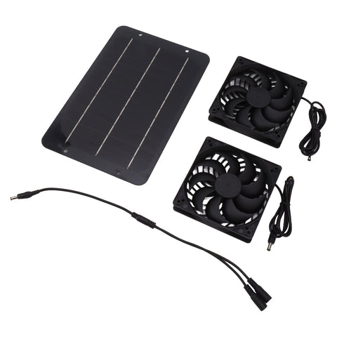 Solar Panel Fan Kit 10W Solar Powered Dual Fans for Chicken House Greenhouse Dog House With Protective Net