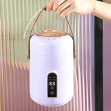 Mini Rice Cooker Efficient Heating Insulated Portable Multifunction Soup Porridge Stewpot for Home Office Dorm Purple