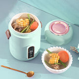 Mini Rice Cooker Efficient Heating Insulated Portable Multifunction Soup Porridge Stewpot for Home Office Dorm Green