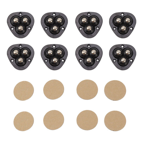 8PCS Mini Caster Wheels Self Adhesive 360 Degrees Swivel Easy Installation Stainless Steel Sticky Pulley for Appliance
