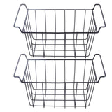 2 Pcs Freezer Wire Storage Basket PE Coated Hanging Rack Organizer Bin Black for Refrigerator Shelves L 39cm X W 20cm X H 20cm In Australia - Darrahopens