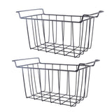 2 Pcs Freezer Wire Storage Basket PE Coated Hanging Rack Organizer Bin Black for Refrigerator Shelves L 39cm X W 20cm X H 20cm In Australia - Darrahopens