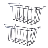 2 Pcs Freezer Wire Storage Basket PE Coated Hanging Rack Organizer Bin Black for Refrigerator Shelves L 39cm X W 20cm X H 20cm