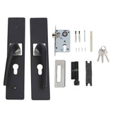 Bedroom Lock Set Household Interior Room Bathroom Silent Aluminium Alloy with Solid Wood Handle Black In Australia - Darrahopens