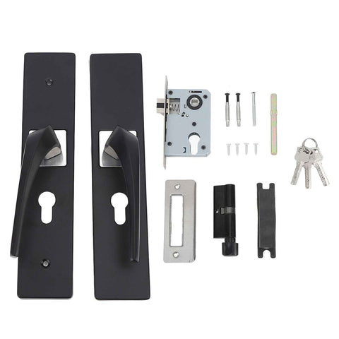 Bedroom Lock Set Household Interior Room Bathroom Silent Aluminium Alloy with Solid Wood Handle Black In Australia - Darrahopens