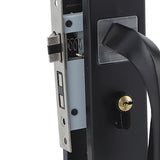 Bedroom Lock Set Household Interior Room Bathroom Silent Aluminium Alloy with Solid Wood Handle Black