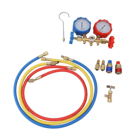 Air Conditioning Pressure Gauge R410 22 134A 3 Way AC Diagnostic Manifold Gauge Tube Set for Freon Charging