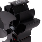 Heat Powered Stove Fan 6 Blade Aluminum Alloy Low Noise Wood Stove Fireplace Fan for Home Log Burning Stove Black