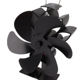 Heat Powered Stove Fan 6 Blade Aluminum Alloy Low Noise Wood Stove Fireplace Fan for Home Log Burning Stove Black