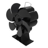 Black 6 Blade Heat Powered Stove Fan Thermodynamically Driven Fireplace Fan for Heat Dissipation