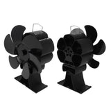 Black 6 Blade Heat Powered Stove Fan Thermodynamically Driven Fireplace Fan for Heat Dissipation