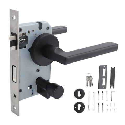 House Door Handle Lock Aluminum Black Antioxidant Coating Shock Resistance Door Lever for Bedroom Home Room In Australia - Darrahopens