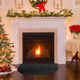 Fireproof Fireplace Mat Black Portable Stove Hearth Pad Slip Proof Under Grill Mat for Household Barbecue 100cm