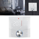 Smart Thermostat WiFi Programmable LCD Display Floor Heating Control Panel Digital Thermostat with Knob for Tuya White