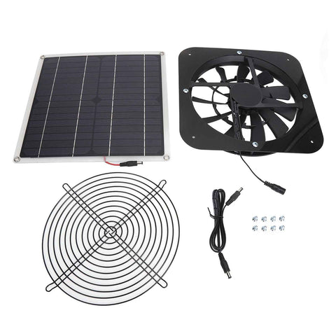 Solar Panel Fan Kit Solar Exhaust Fan 100W Solar Powered Panel with 10inch Round Fan for Greenhouse Shed Chicken Coop Black In Australia - Darrahopens
