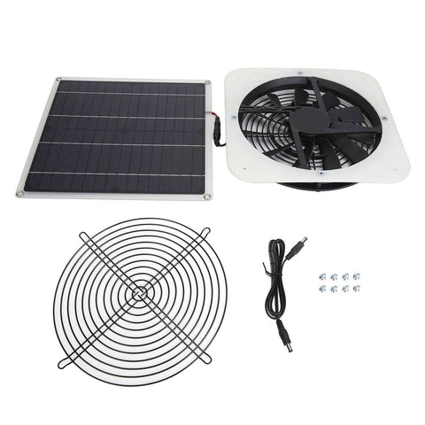 Solar Panel Fan Kit Solar Exhaust Fan 100W Solar Powered Panel with 10inch Round Fan for Greenhouse Shed Chicken Coop White In Australia - Darrahopens