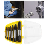 6 Pcs Damaged Screw Extractor with Yellow Storage Box Steel Stripped Bolt Remover for Home Repairs Automotive Mechanical Repairs