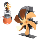 Stove Fan 6 Blades Fireplace Fan Heat Powered Fast Wind Circulation Half Moon Pattern Thermoeletric Fan for Log Burner Gold