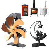 Stove Fan 6 Blades Fireplace Fan Heat Powered Fast Wind Circulation Half Moon Pattern Thermoeletric Fan for Log Burner Gold