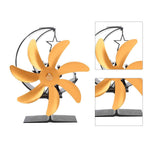 Heat Powered Stove Fan 7 Blade Moon Model Silent Operation Circulating Warm Air Highly Efficient Log Burner Fan For Wood Stove Accessories Gold