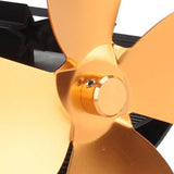 Wood Stove Fan 4 Blades Fireplace Fan Heat Powered Fast Warm Circulation Moon Star Pattern Termal Fan for Camping Outdoor Gold