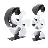 Wood Burner Fan 5 Blades Ultra Quiet Air Circulation Heating Energy Saving Heat Powered Fireplace Fan for Ice Fishing Camping Silver