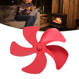 Stove Fan Blade Replacement Aluminum Alloy Enhance Warm Air Circulation Fireplace Fan 5 Blade for Stove Fan Accessories Red