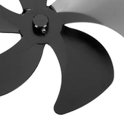 Stove Fan Blade Replacement Aluminum Alloy Enhance Warm Air Circulation Fireplace Fan 5 Blade for Stove Fan Accessories Black