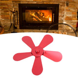 5 Blades Stove Fan Blade Aluminium Alloy Heat Powered Stove Fan Blades Replacement for Fireplace Fan Red