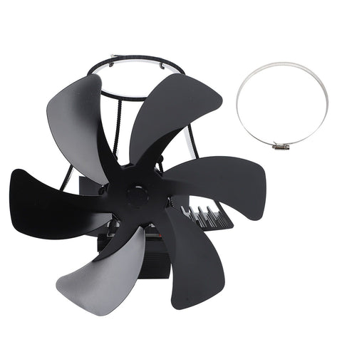 6 Blade Magnet Wall Mount Heat Powered Stove Fan Pipe Fireplace Fan Magnetic Installation for Wood Log Burners Black In Australia - Darrahopens