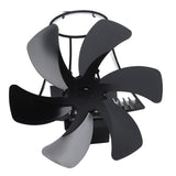 6 Blade Magnet Wall Mount Heat Powered Stove Fan Pipe Fireplace Fan Magnetic Installation for Wood Log Burners Black
