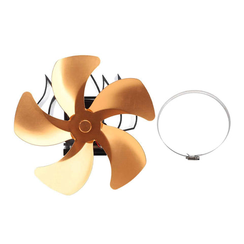 5 Blade Heat Powered Stove Fan Aluminum Alloy Noiseless Wall Hanging Thermal Powered Fireplace Fan for Wood Burning Stove Kerosene Stove Gold In Australia - Darrahopens