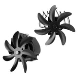 Wood Stove Fan 7 Blade Aluminum Alloy Low Noise Wall Hanging Heat Powered Stove Fan with Fixing Loop for Home Log Burning Stove Camping Black