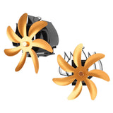 Wood Stove Fan 7 Blade Aluminum Alloy Low Noise Wall Hanging Heat Powered Stove Fan with Fixing Loop for Home Log Burning Stove Camping Gold
