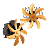 Wood Stove Fan 7 Blade Aluminum Alloy Low Noise Wall Hanging Heat Powered Stove Fan with Fixing Loop for Home Log Burning Stove Camping Gold