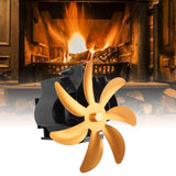 Wood Stove Fan 7 Blade Aluminum Alloy Low Noise Wall Hanging Heat Powered Stove Fan with Fixing Loop for Home Log Burning Stove Camping Gold