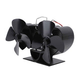 Stove Fan Heat Powered Aluminum Alloy 4 Blades Dual Head Fireplace Fan for Replacement Black In Australia - Darrahopens
