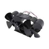 Stove Fan Heat Powered Aluminum Alloy 4 Blades Dual Head Fireplace Fan for Replacement Black In Australia - Darrahopens