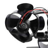 Stove Fan Heat Powered Aluminum Alloy 4 Blades Dual Head Fireplace Fan for Replacement Black