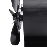 Stove Fan Heat Powered Aluminum Alloy 4 Blades Dual Head Fireplace Fan for Replacement Black