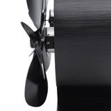 Stove Fan Heat Powered Aluminum Alloy 4 Blades Dual Head Fireplace Fan for Replacement Black
