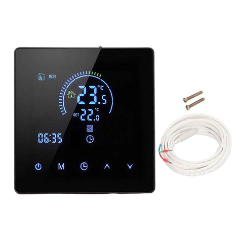 16A Digital Thermostat with LCD Display Programmable Thermostat Electric Heating Thermostat for Home Office Hotel AC 90V‑240V Black Without WiFi In Australia - Darrahopens