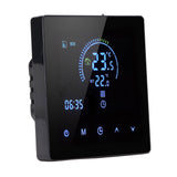 16A Digital Thermostat with LCD Display Programmable Thermostat Electric Heating Thermostat for Home Office Hotel AC 90V‑240V Black Without WiFi