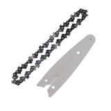 Mini Chain Guide Bar Combo Manganese Steel Faster Speed High Hardness Smooth Cutting Chainsaw Chain Guide Bar Replacement 4inch with 1/4 28 Links Chain