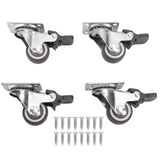 4Pcs Small Caster Wheels 1in Diameter Steel Rubber Rotating Locking Brake Plate Casters with 16 Screws for Furniture In Australia - Darrahopens