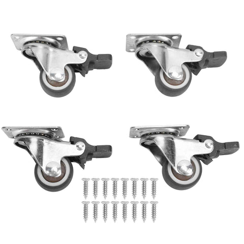 4Pcs Small Caster Wheels 1in Diameter Steel Rubber Rotating Locking Brake Plate Casters with 16 Screws for Furniture In Australia - Darrahopens