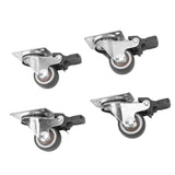 4Pcs Small Caster Wheels 1in Diameter Steel Rubber Rotating Locking Brake Plate Casters with 16 Screws for Furniture