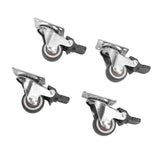 4Pcs Small Caster Wheels 1in Diameter Steel Rubber Rotating Locking Brake Plate Casters with 16 Screws for Furniture