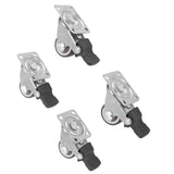 4Pcs Small Caster Wheels 1in Diameter Steel Rubber Rotating Locking Brake Plate Casters with 16 Screws for Furniture
